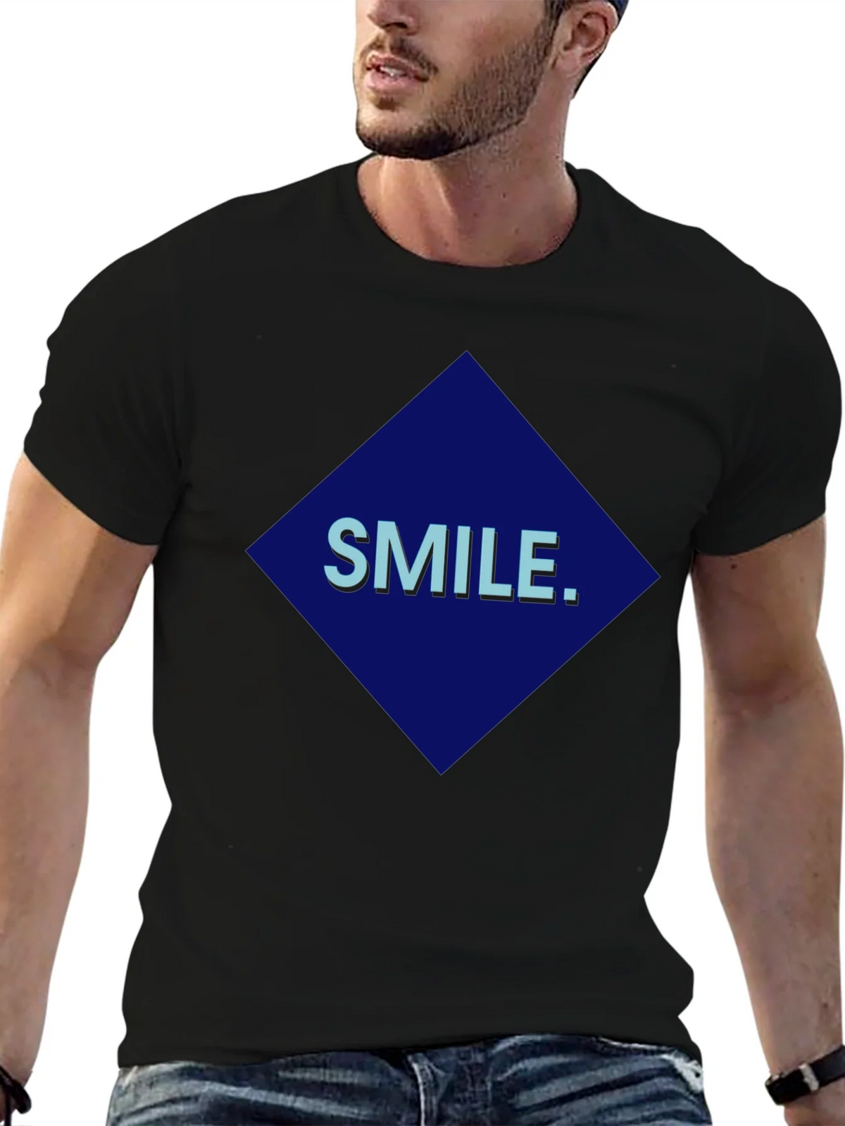 Smile Graphic Print Black T-Shirt product image 9