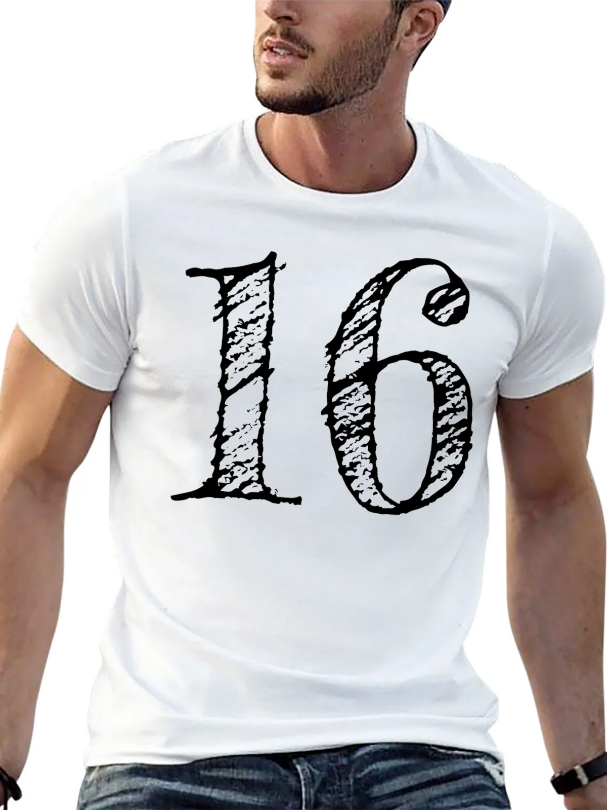 Grunge Number 16 Graphic Tee - Black Cotton Blend product image 4