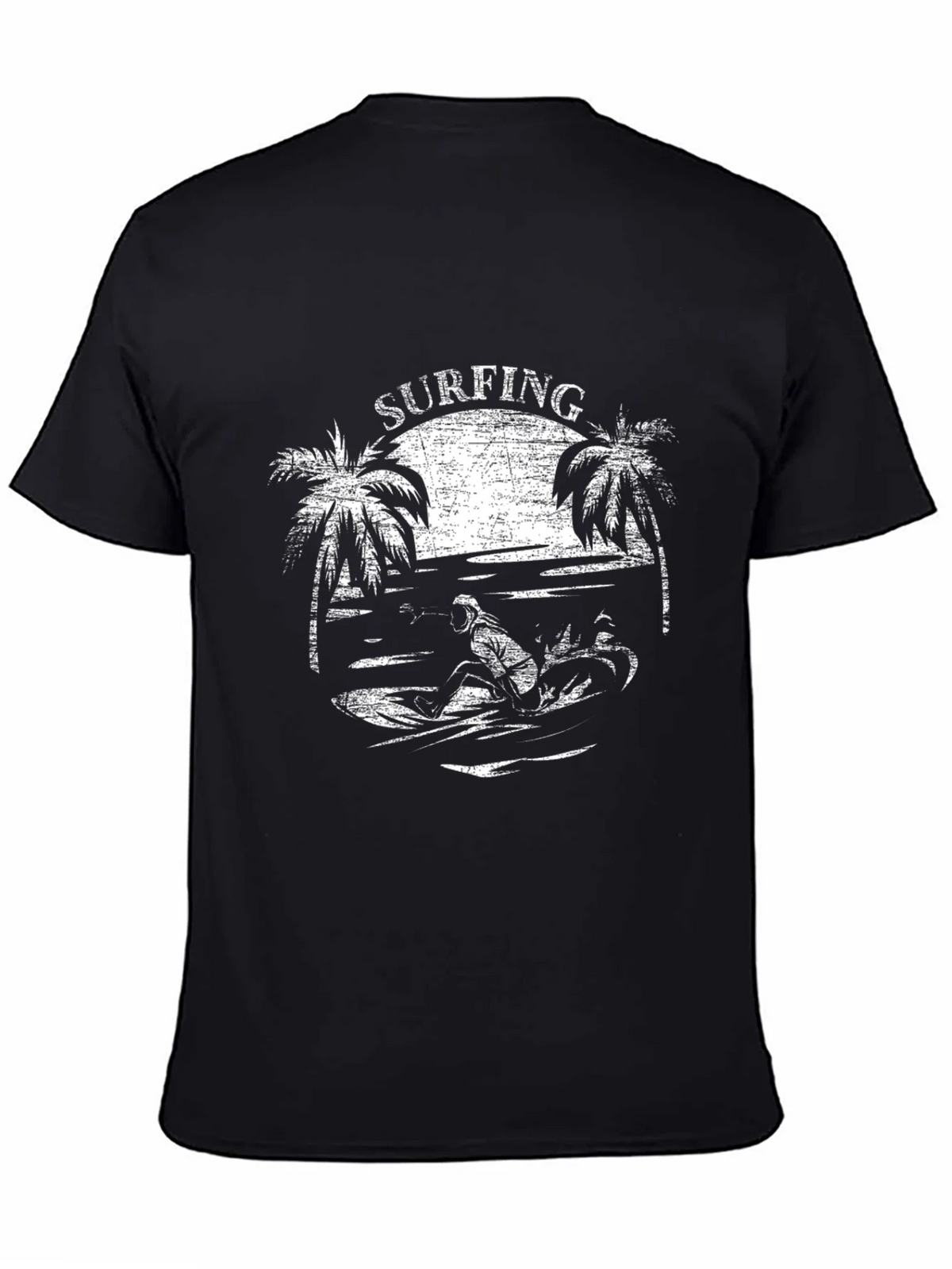 Surfing Graphic T-Shirt - Black Cotton Tee product image 7