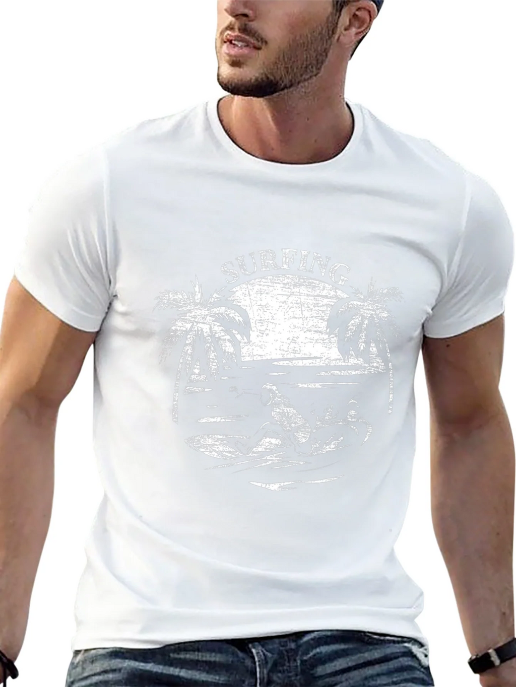 Surfing Graphic T-Shirt - Black Cotton Tee product image 4