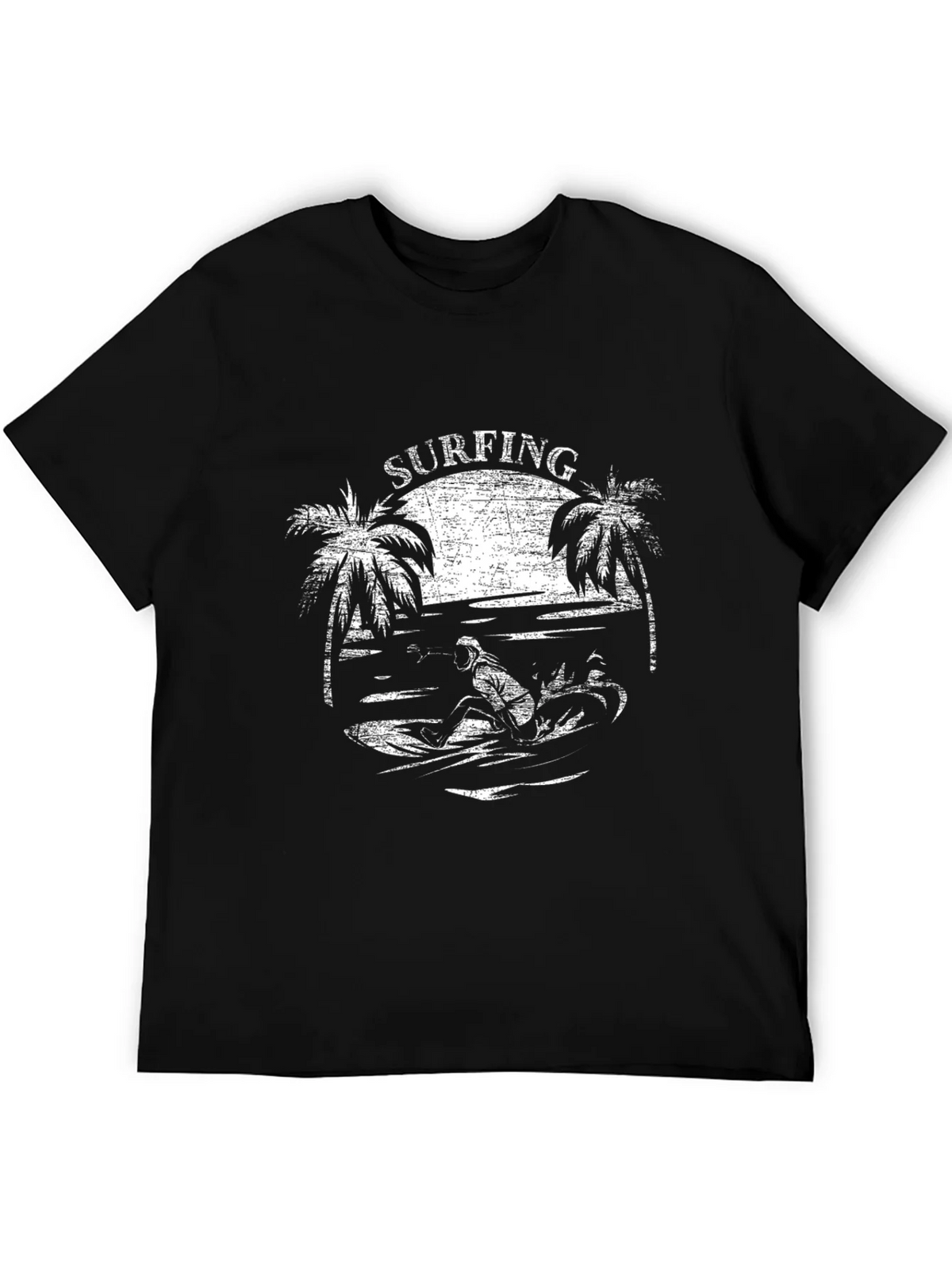 Surfing Graphic T-Shirt - Black Cotton Tee product image 8