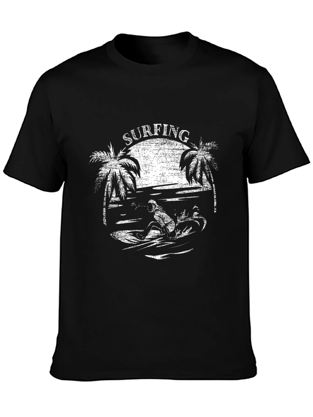 Surfing Graphic T-Shirt - Black Cotton Tee product image 6