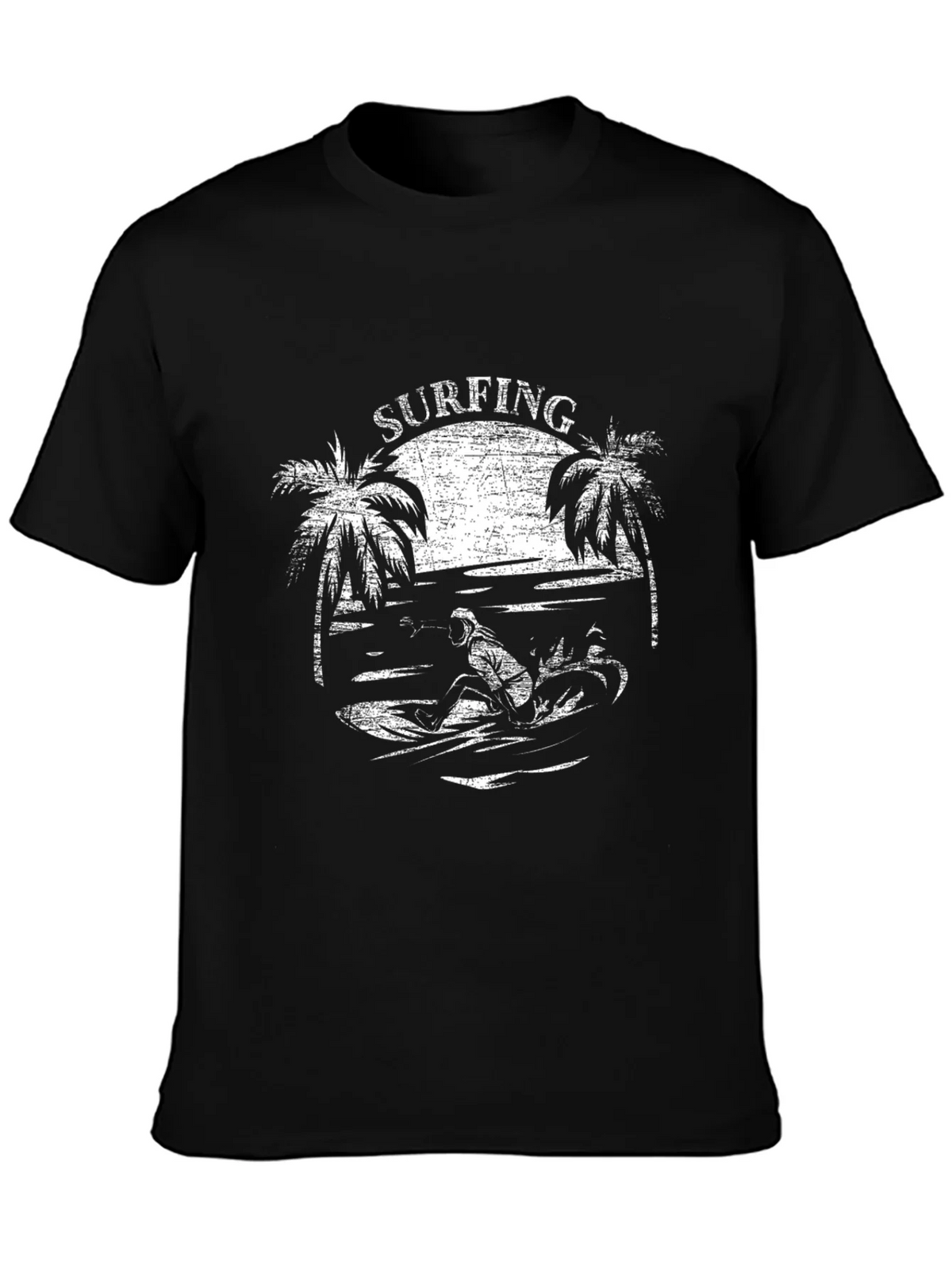 Surfing Graphic T-Shirt - Black Cotton Tee product image 6