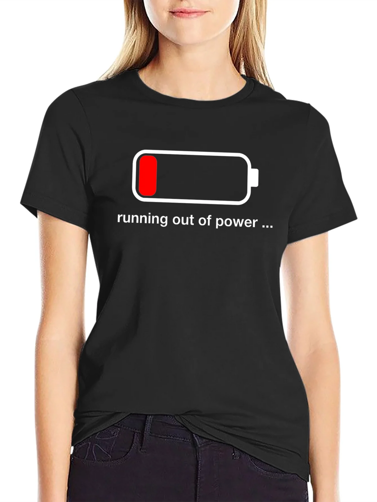 Running Out of Power T-Shirt - Low Battery Design product image 5