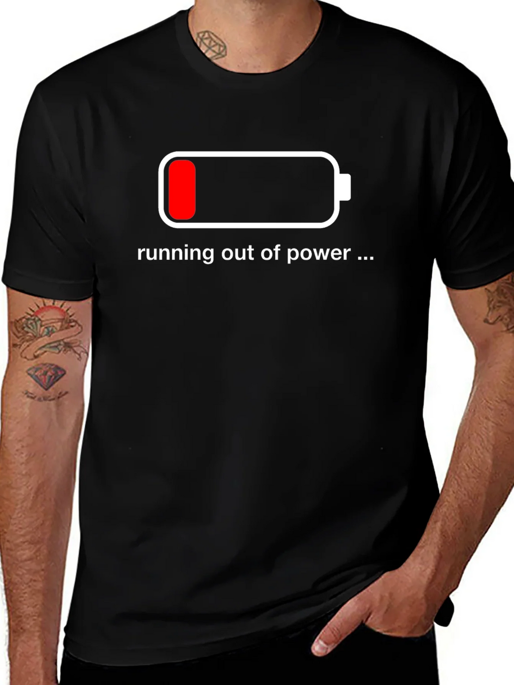 Running Out of Power T-Shirt - Low Battery Design product image 1