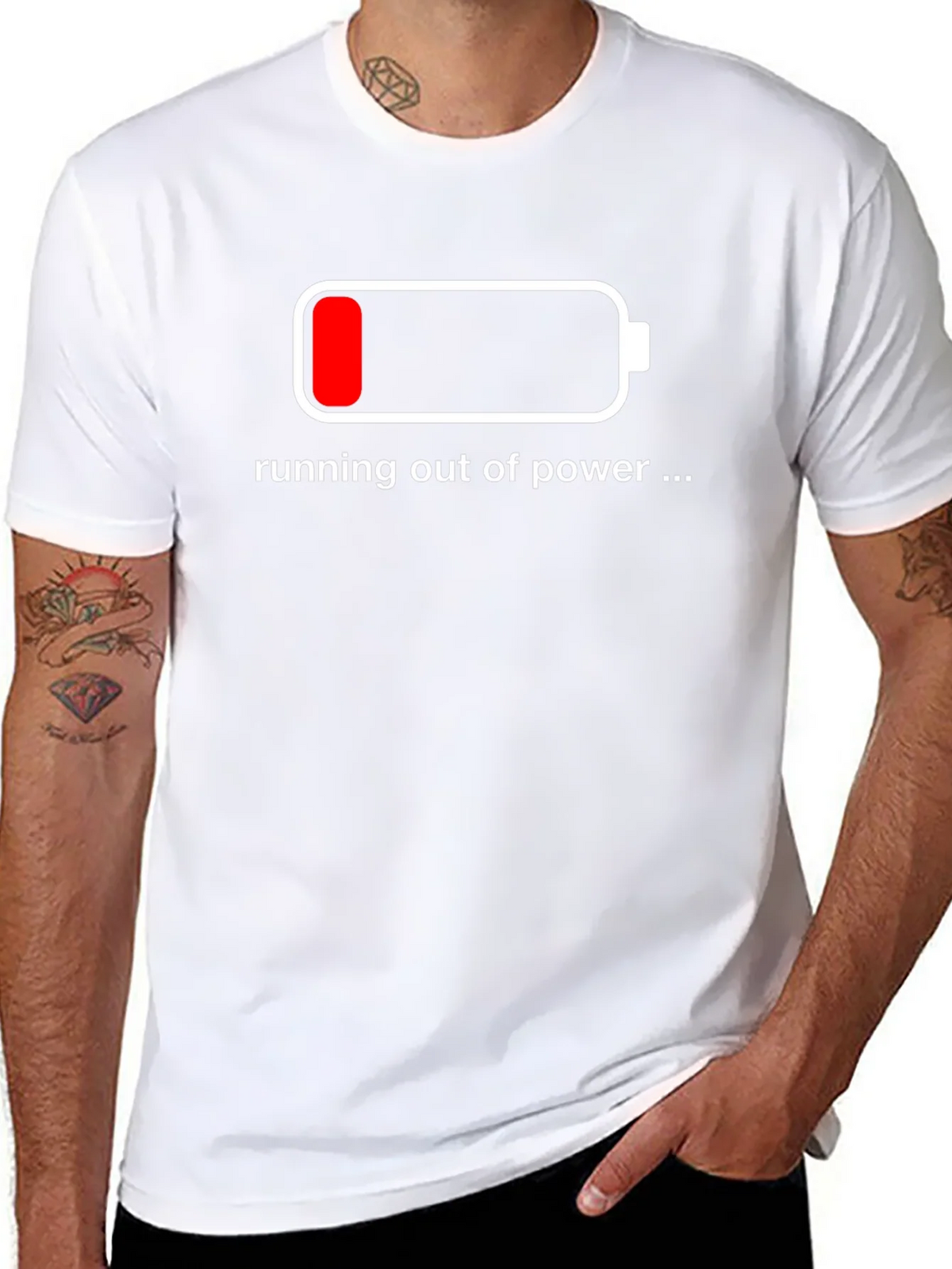 Running Out of Power T-Shirt - Low Battery Design product image 10