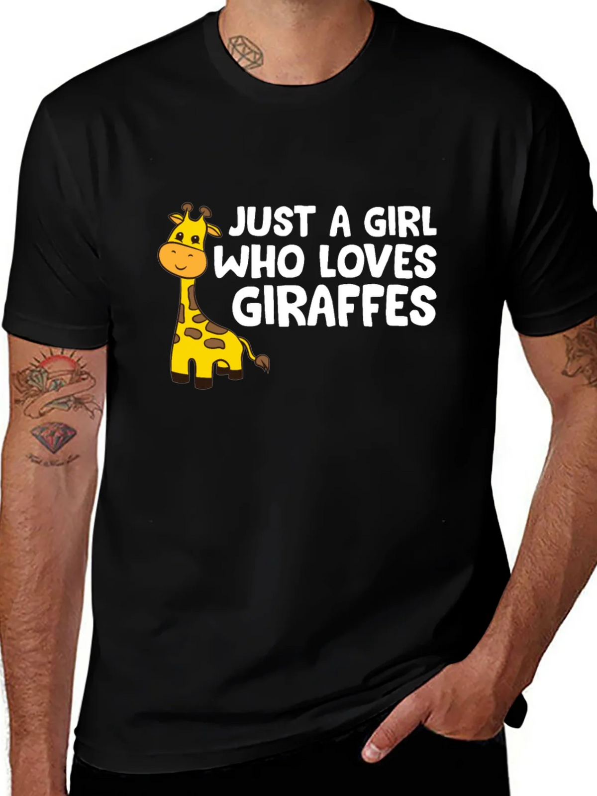 Just a Girl Who Loves Giraffes Black Graphic Tee product image 1