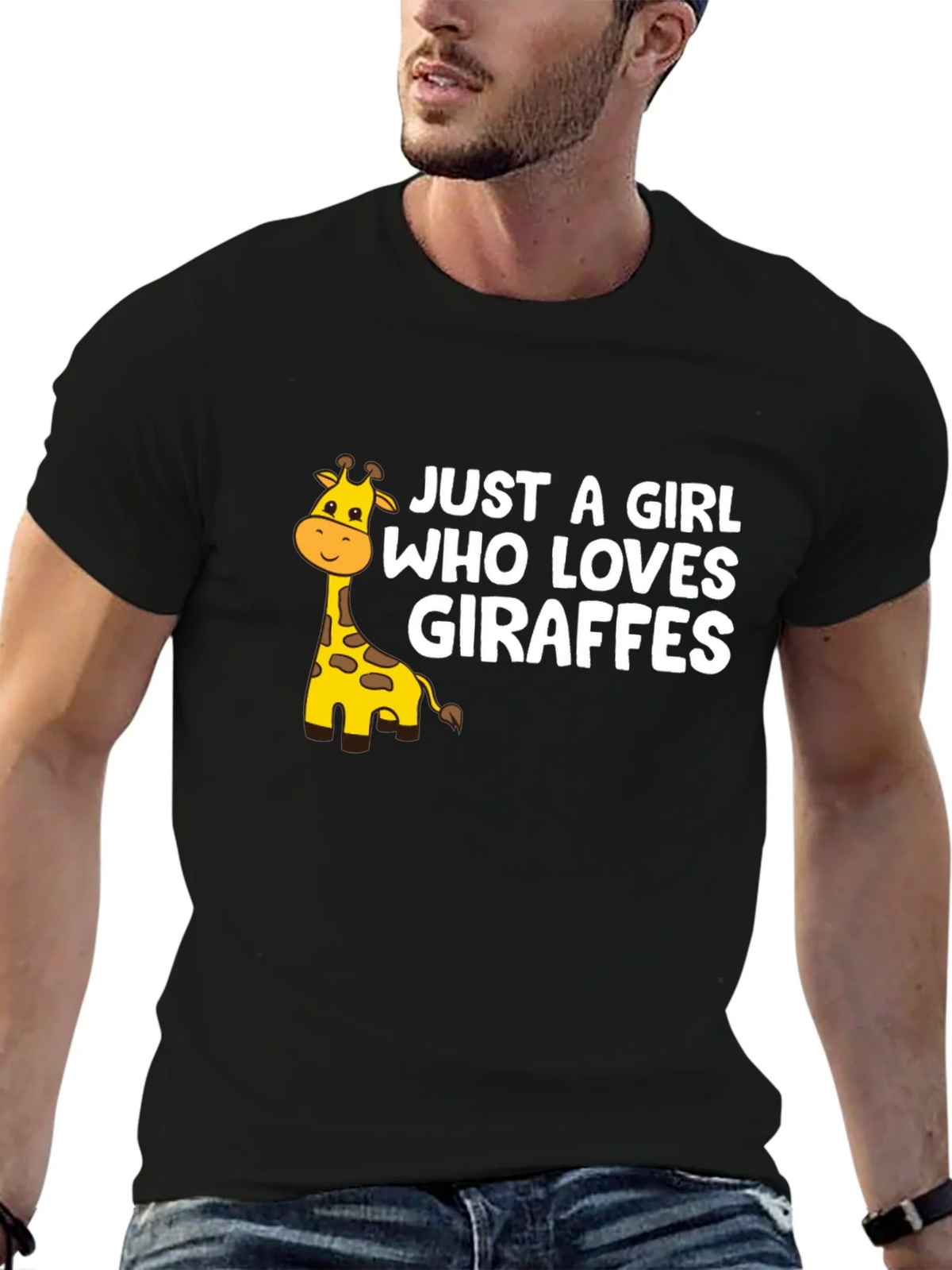 Just a Girl Who Loves Giraffes Black Graphic Tee product image 9