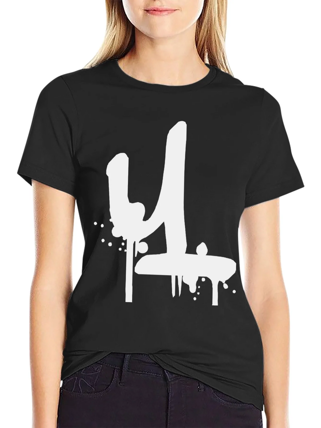 Graffiti Style Number 4 Black T-Shirt product image 1