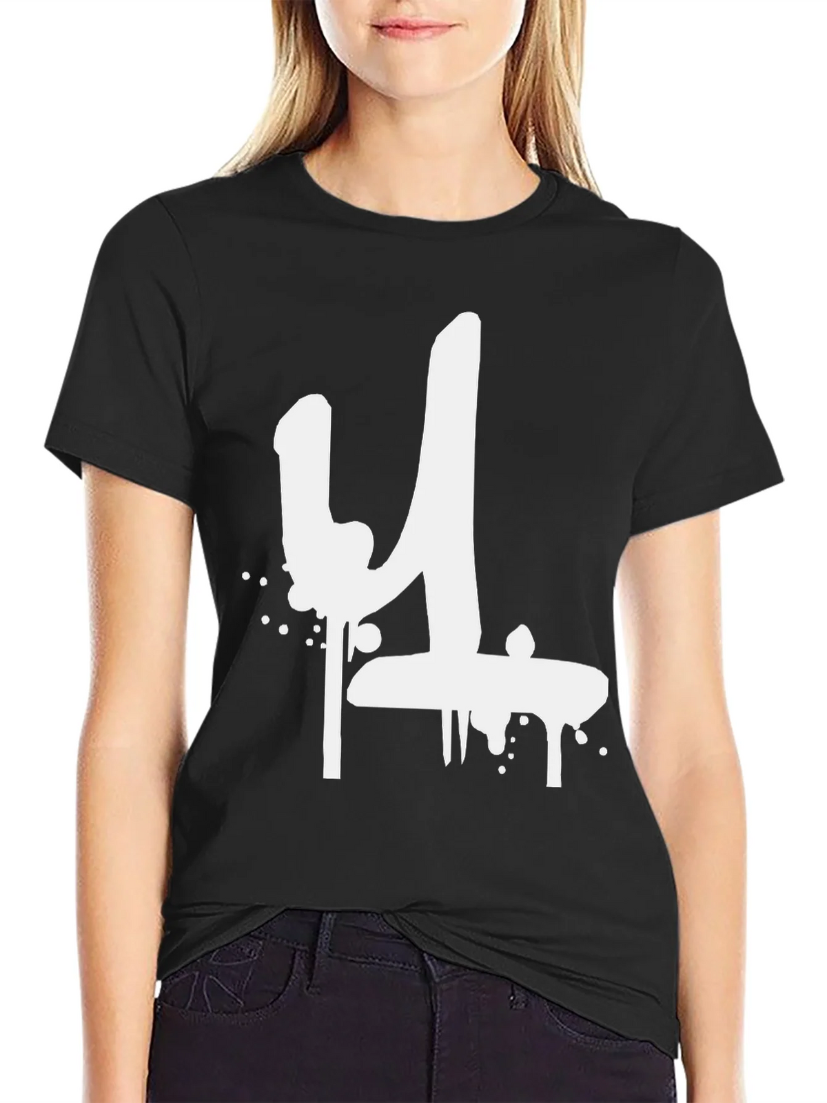 Graffiti Style Number 4 Black T-Shirt product image 1