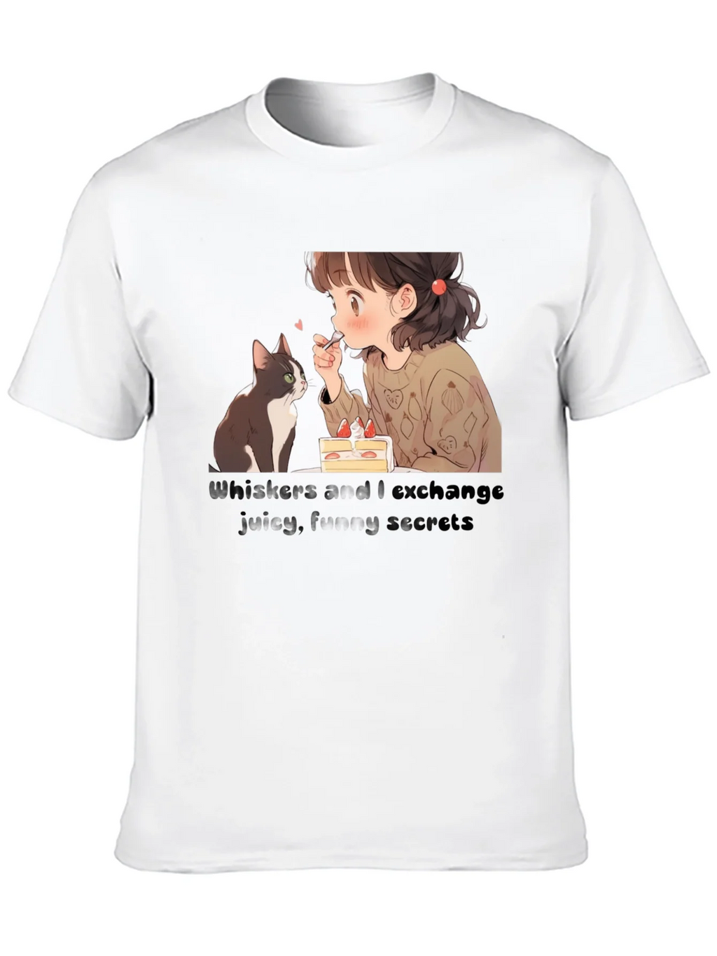 Anime Girl and Cat T-Shirt - Whiskers I Exchange Secrets product image 12