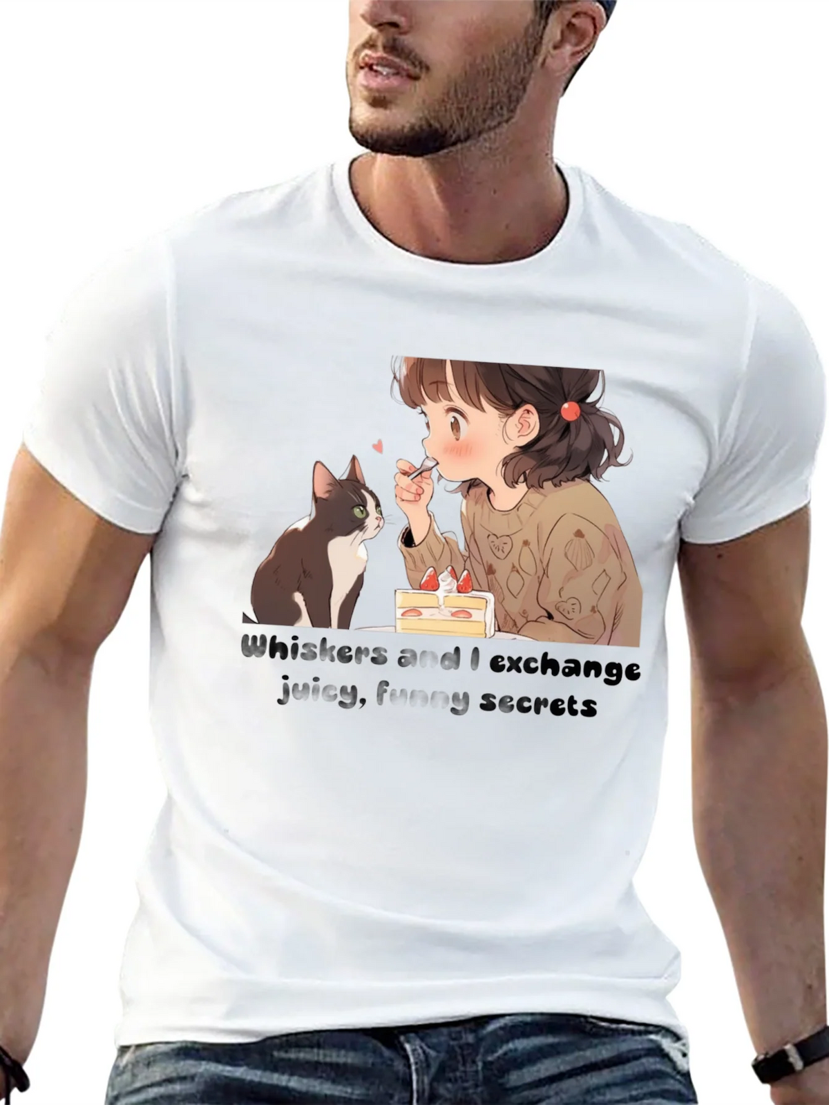 Anime Girl and Cat T-Shirt - Whiskers I Exchange Secrets product image 4