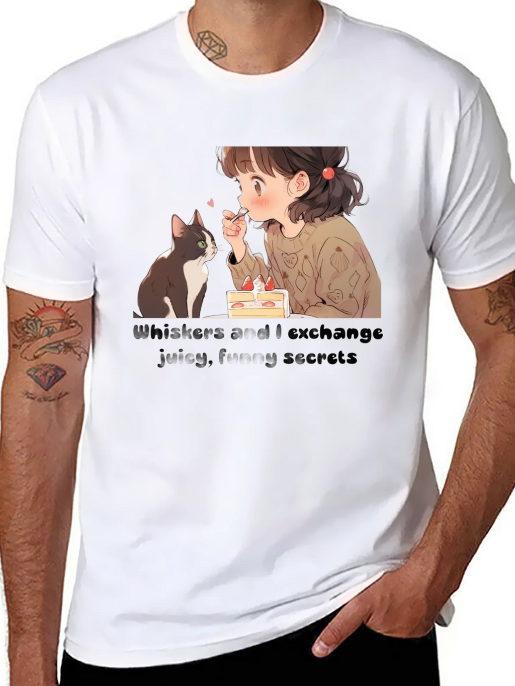 Anime Girl and Cat T-Shirt - Whiskers I Exchange Secrets product image 10