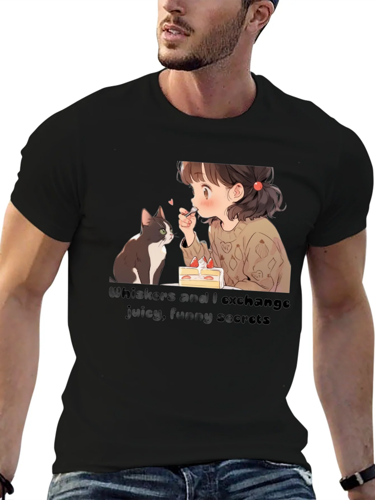 Anime Girl and Cat T-Shirt - Whiskers I Exchange Secrets product image 9