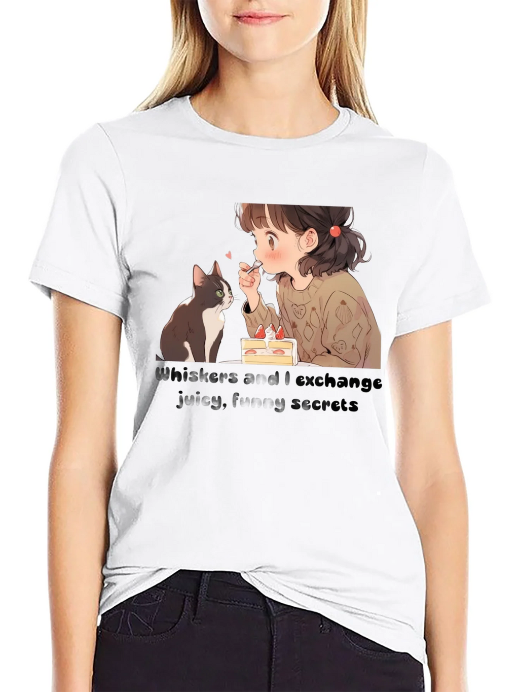 Anime Girl and Cat T-Shirt - Whiskers I Exchange Secrets product image 11
