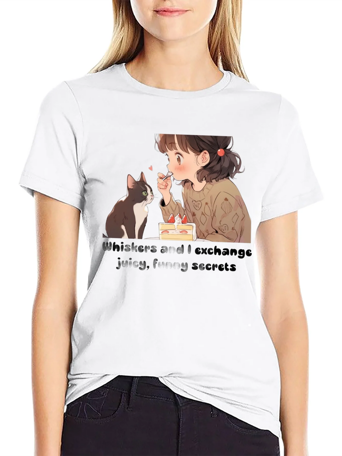 Anime Girl and Cat T-Shirt - Whiskers I Exchange Secrets product image 11