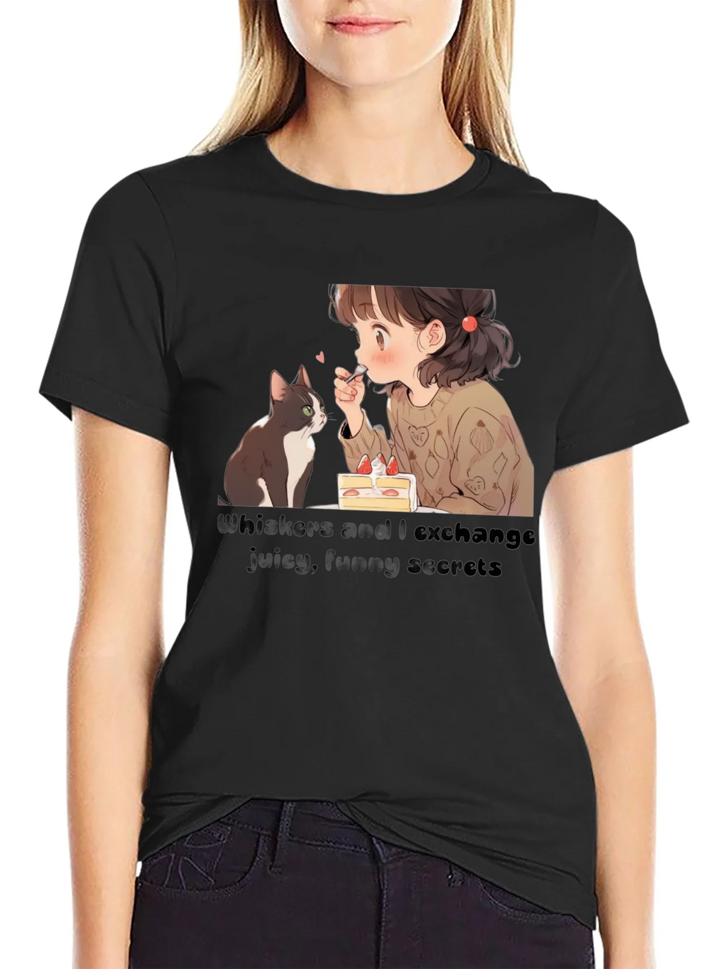 Anime Girl and Cat T-Shirt - Whiskers I Exchange Secrets product image 5