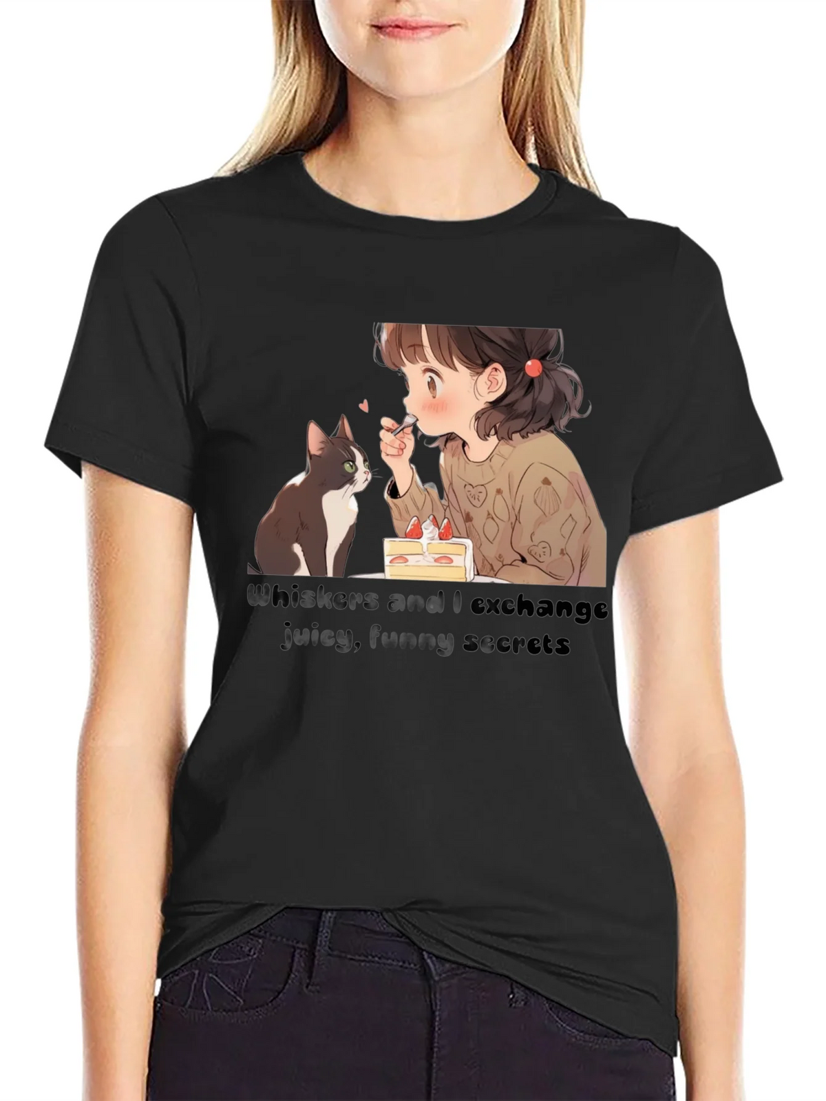 Anime Girl and Cat T-Shirt - Whiskers I Exchange Secrets product image 5