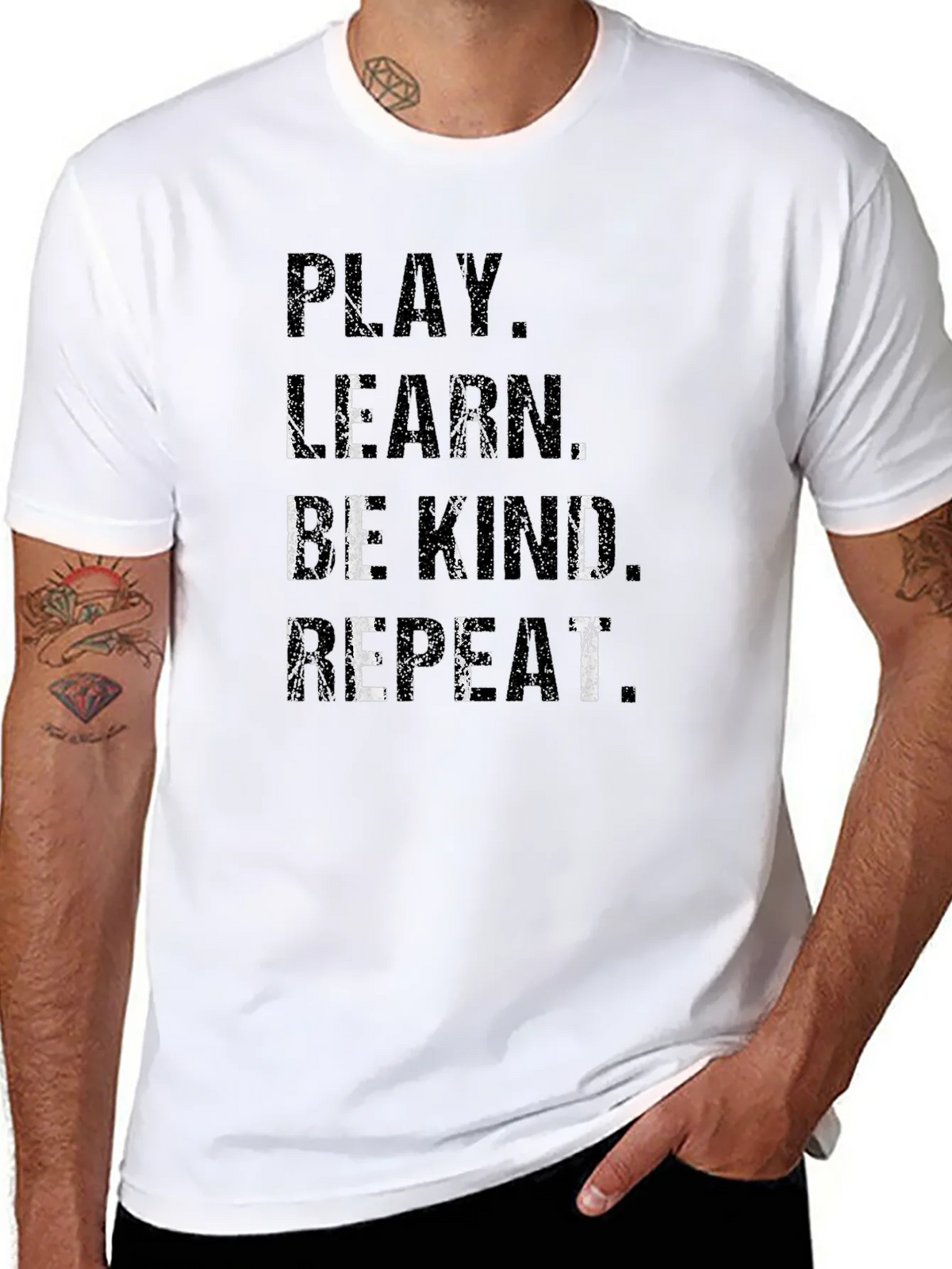 Play Learn Be Kind Repeat Black T-Shirt product image 7