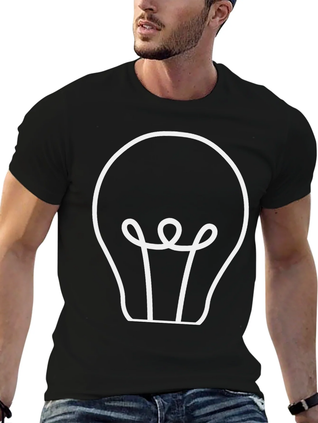 Idea Bulb Graphic T-Shirt - Black Cotton Tee product image 9