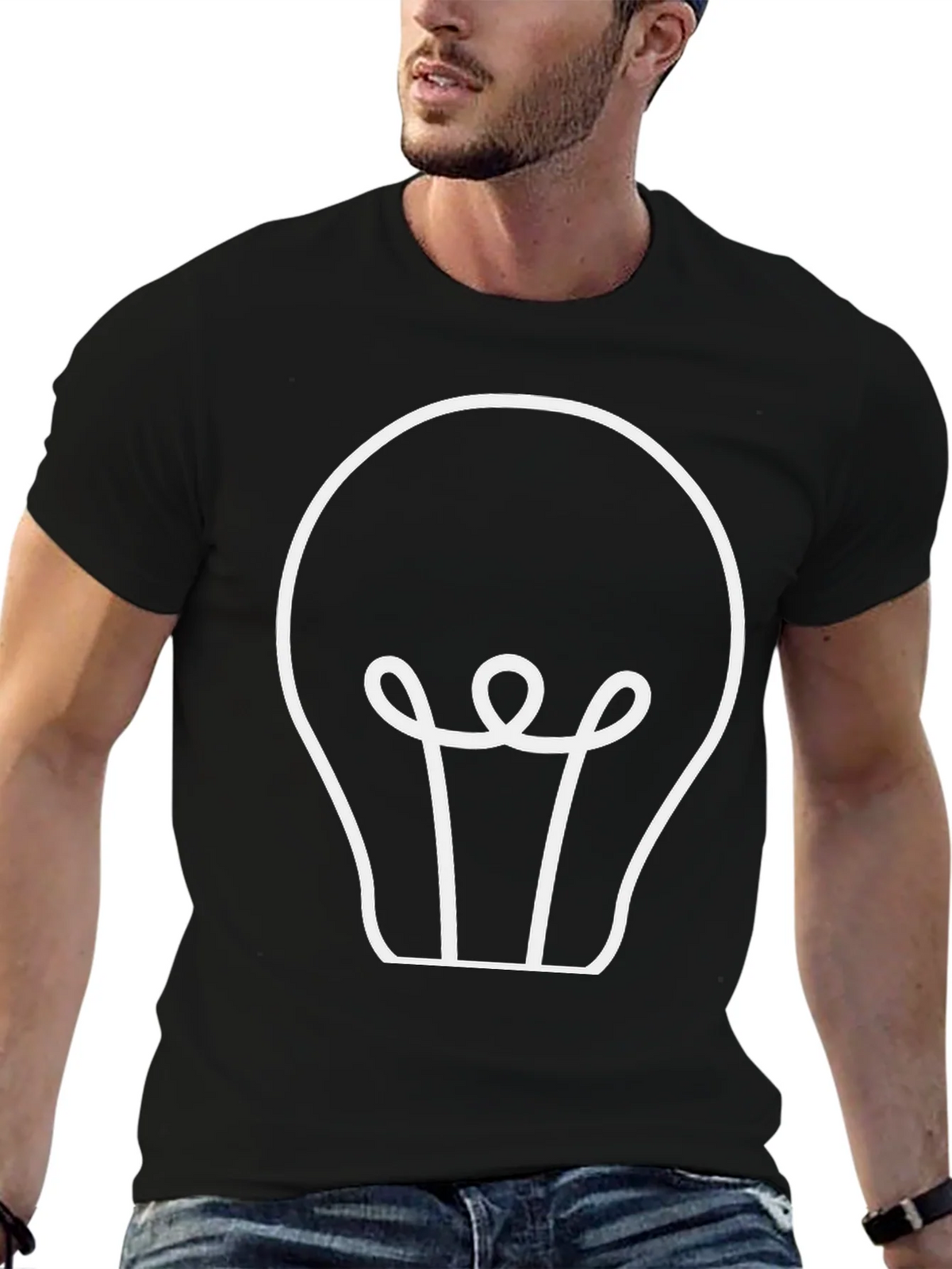 Idea Bulb Graphic T-Shirt - Black Cotton Tee product image 9