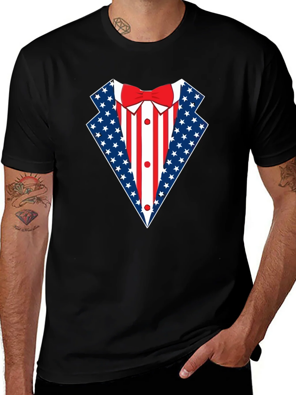 Patriotic USA Flag Tuxedo T-Shirt product image 1