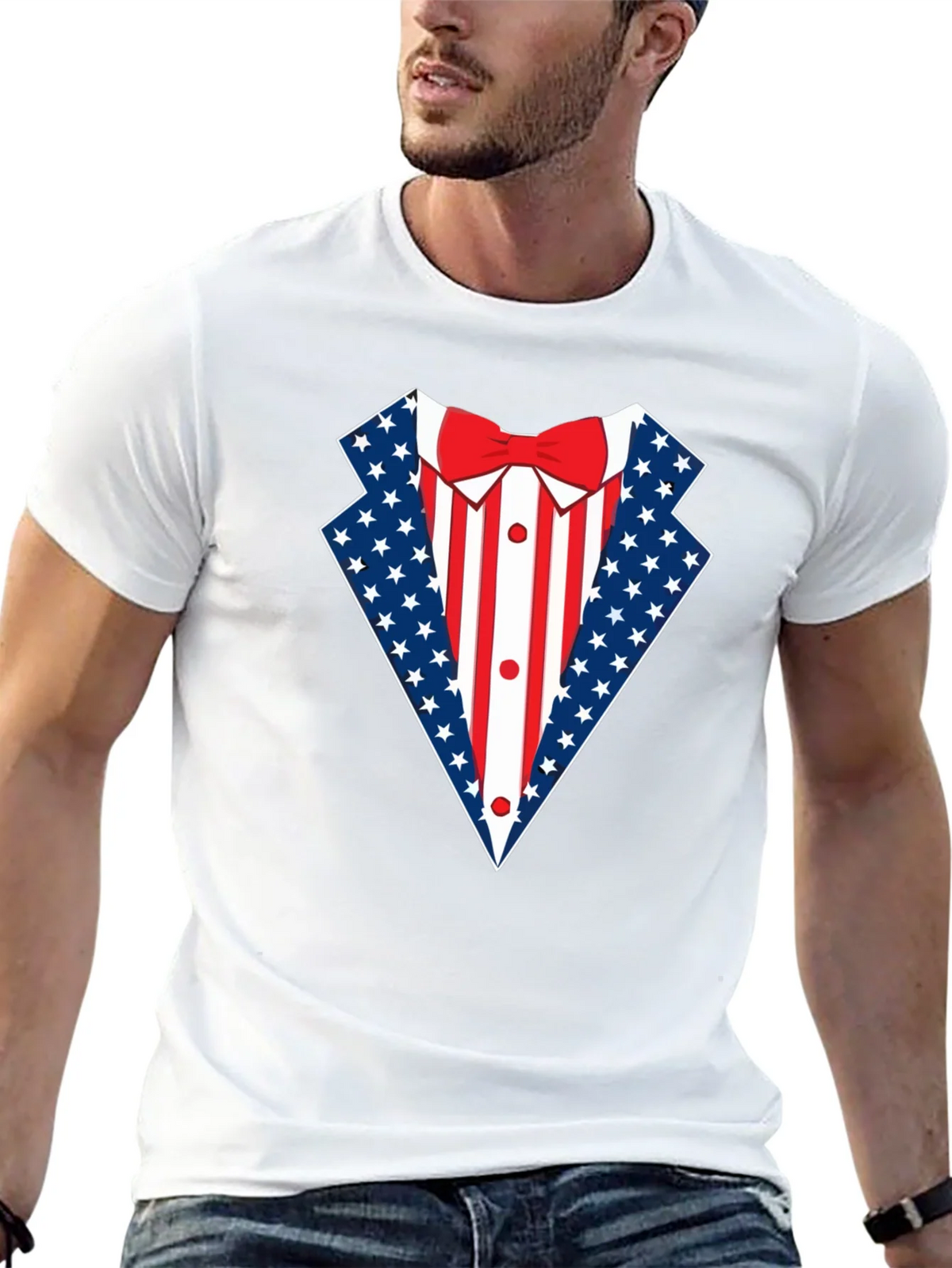 Patriotic USA Flag Tuxedo T-Shirt product image 4