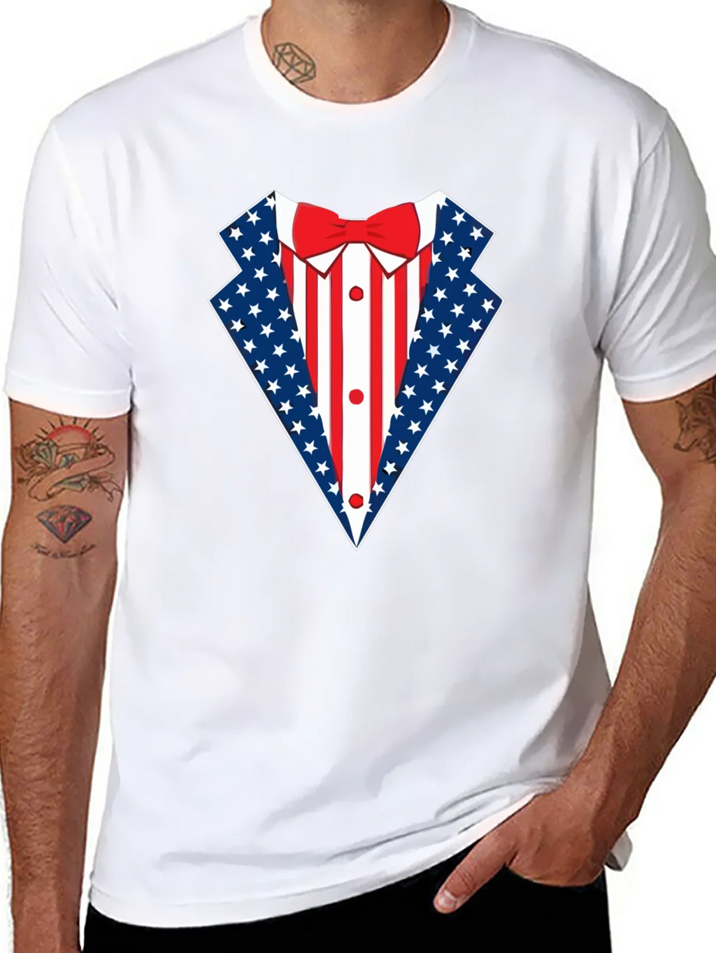 Patriotic USA Flag Tuxedo T-Shirt product image 10