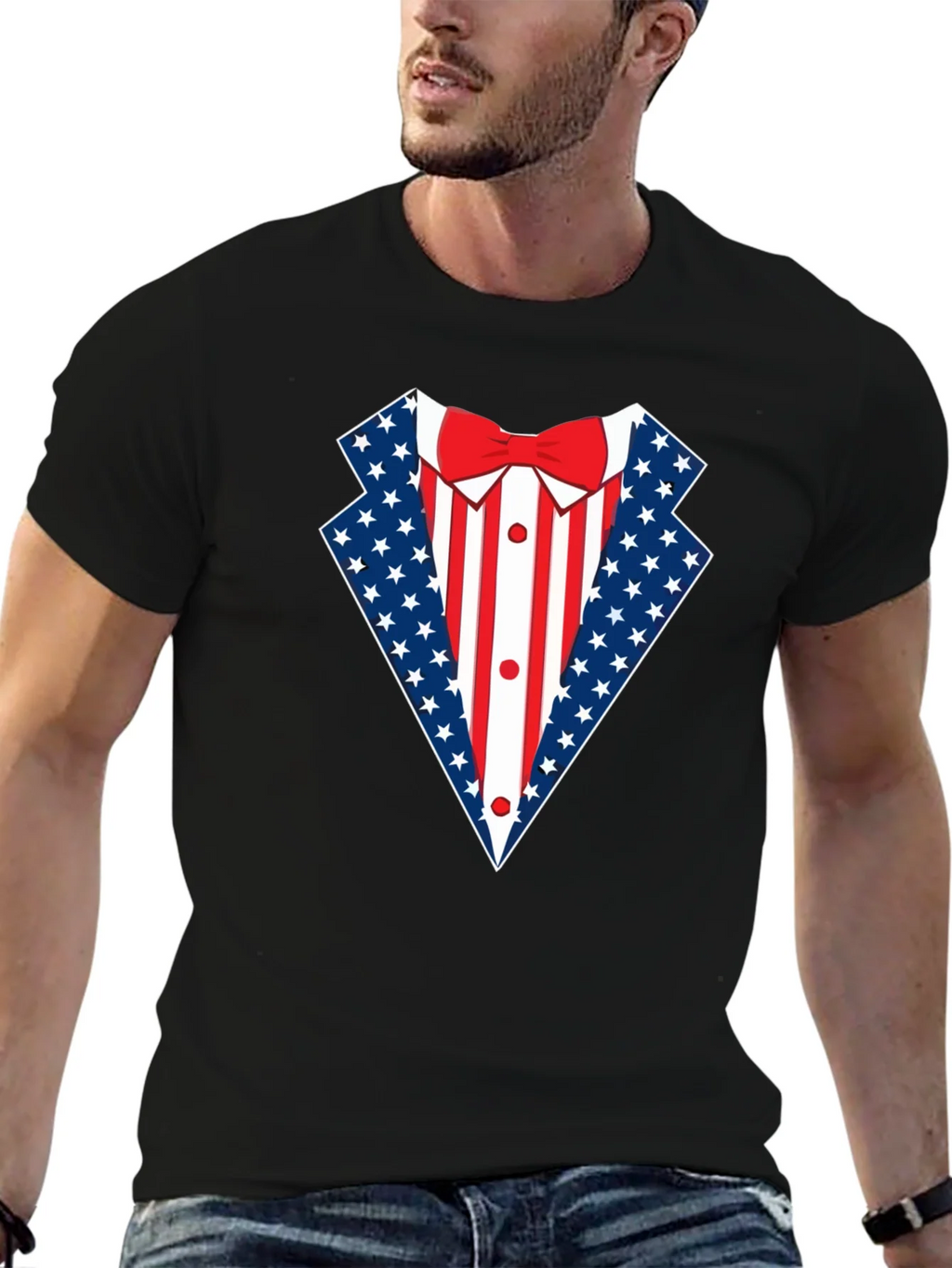 Patriotic USA Flag Tuxedo T-Shirt product image 9