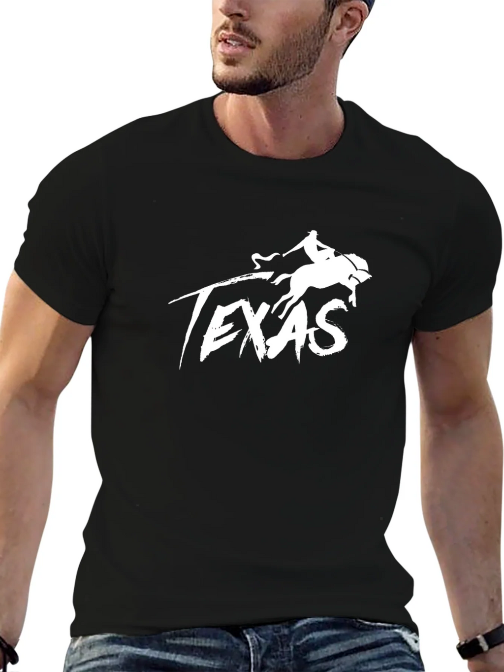 Texas Horse Rider Graphic Tee - Black Cotton Blend product image 9