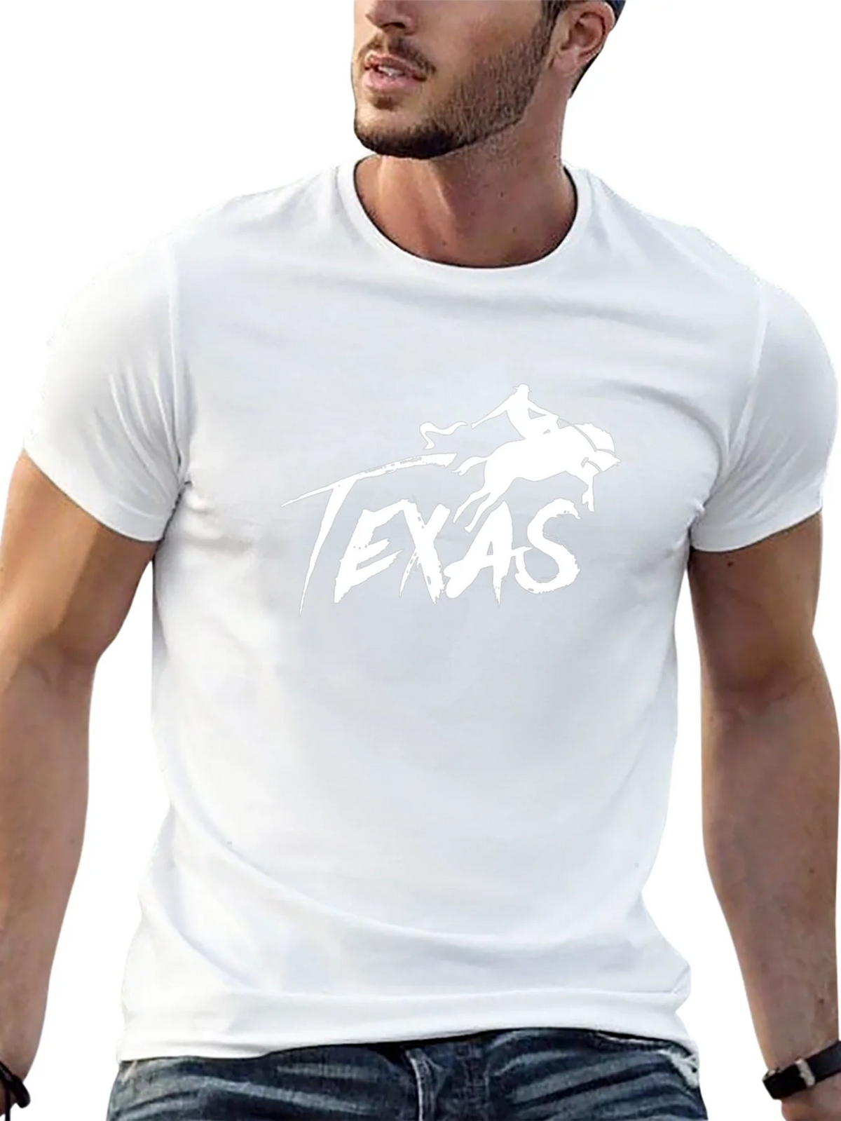 Texas Horse Rider Graphic Tee - Black Cotton Blend product image 4