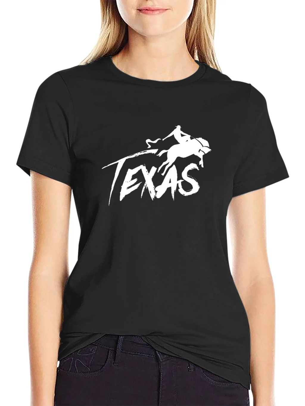 Texas Horse Rider Graphic Tee - Black Cotton Blend product image 5