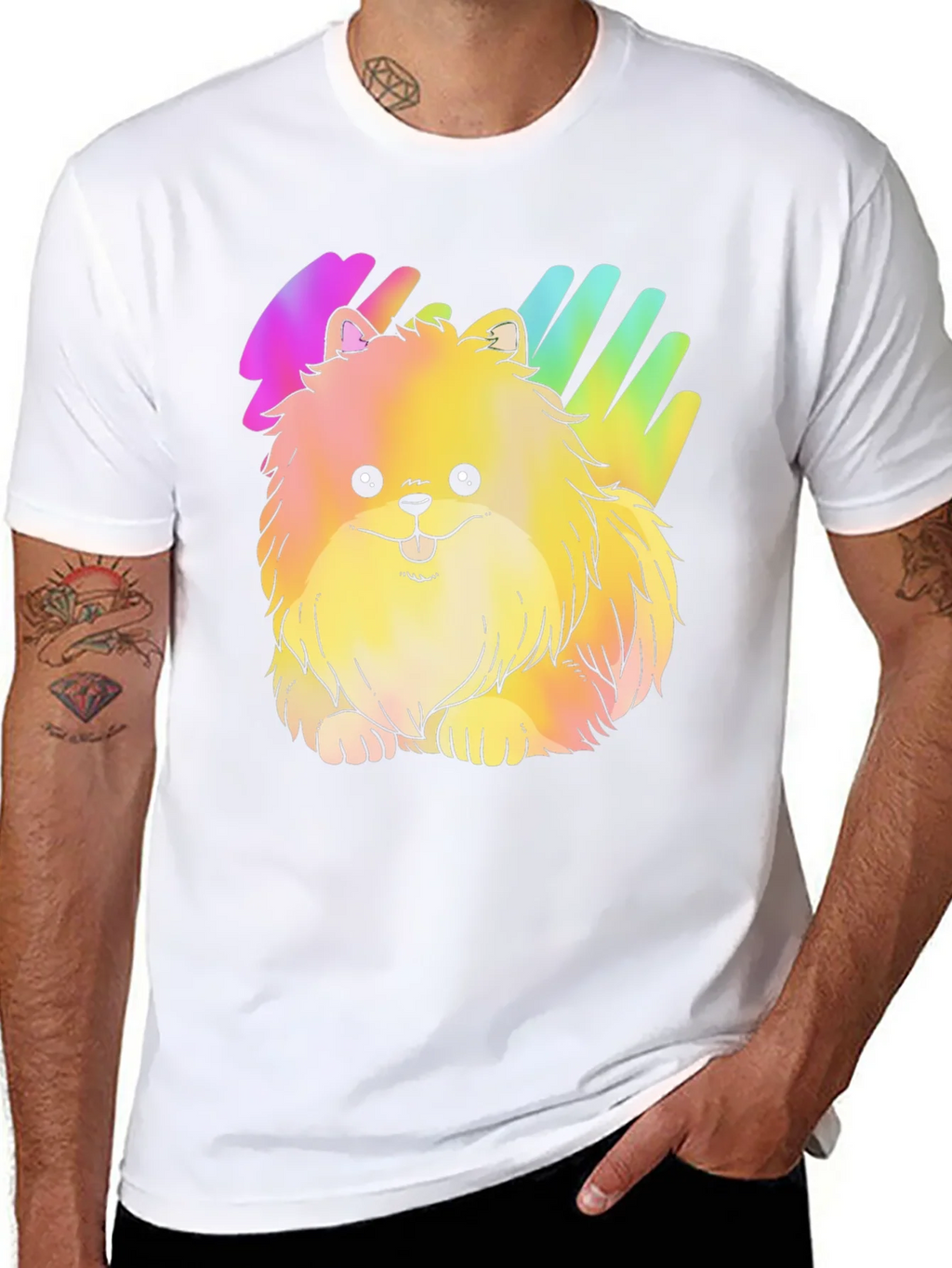 Cute Rainbow Pomeranian Dog Graphic T-Shirt product image 10