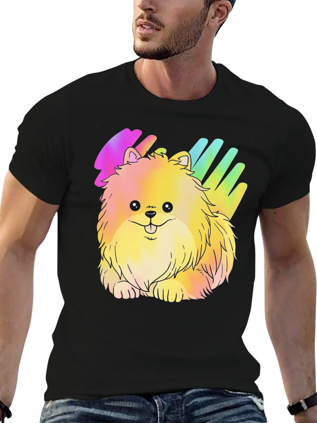 Cute Rainbow Pomeranian Dog Graphic T-Shirt product image 9