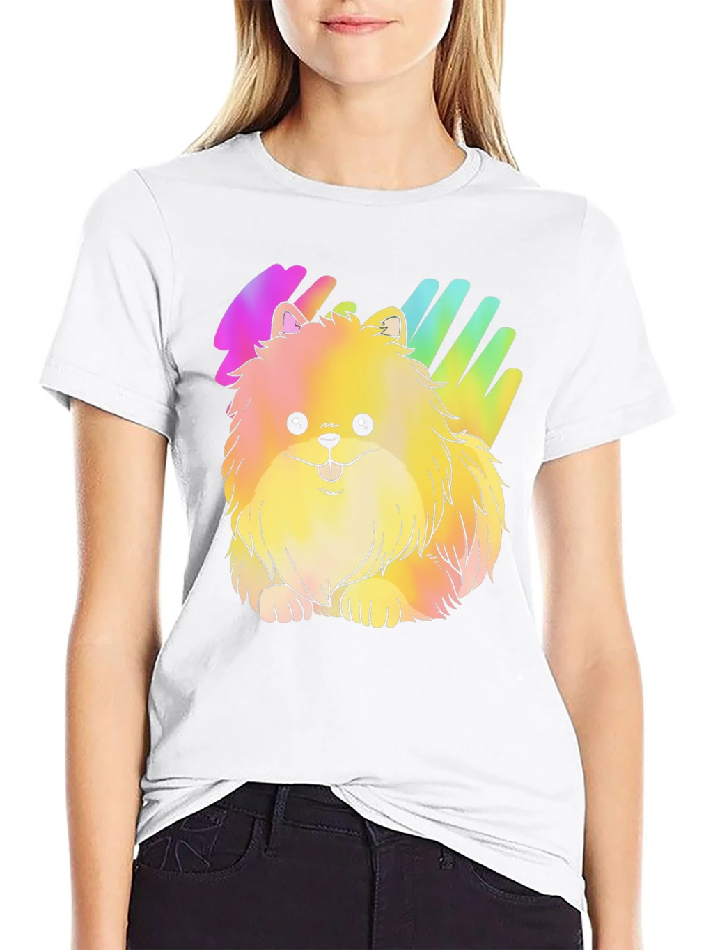 Cute Rainbow Pomeranian Dog Graphic T-Shirt product image 11