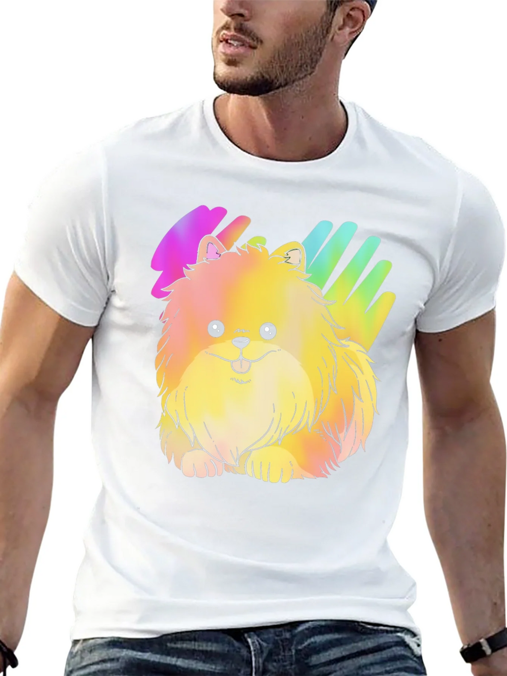 Cute Rainbow Pomeranian Dog Graphic T-Shirt product image 4