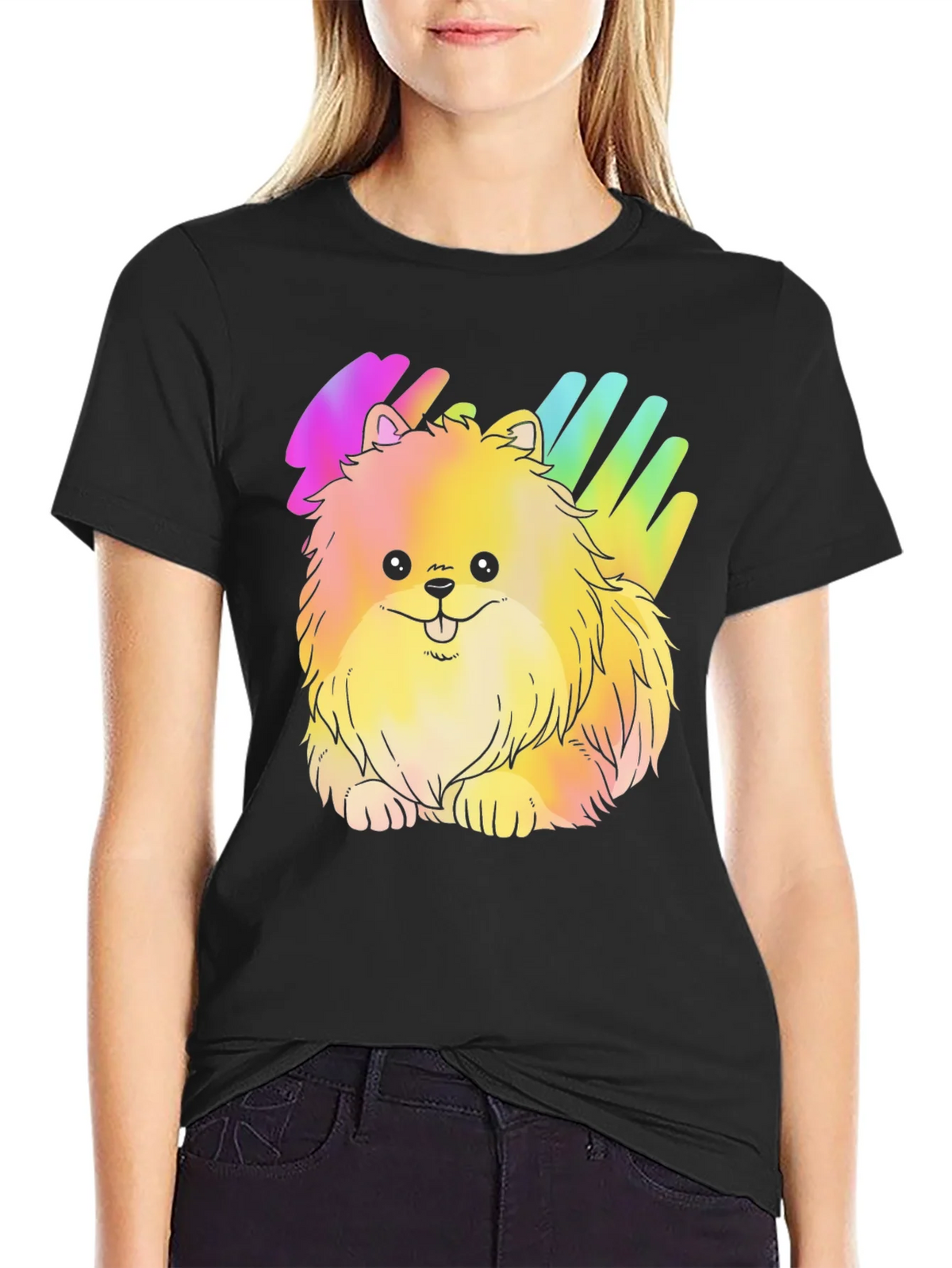 Cute Rainbow Pomeranian Dog Graphic T-Shirt product image 5