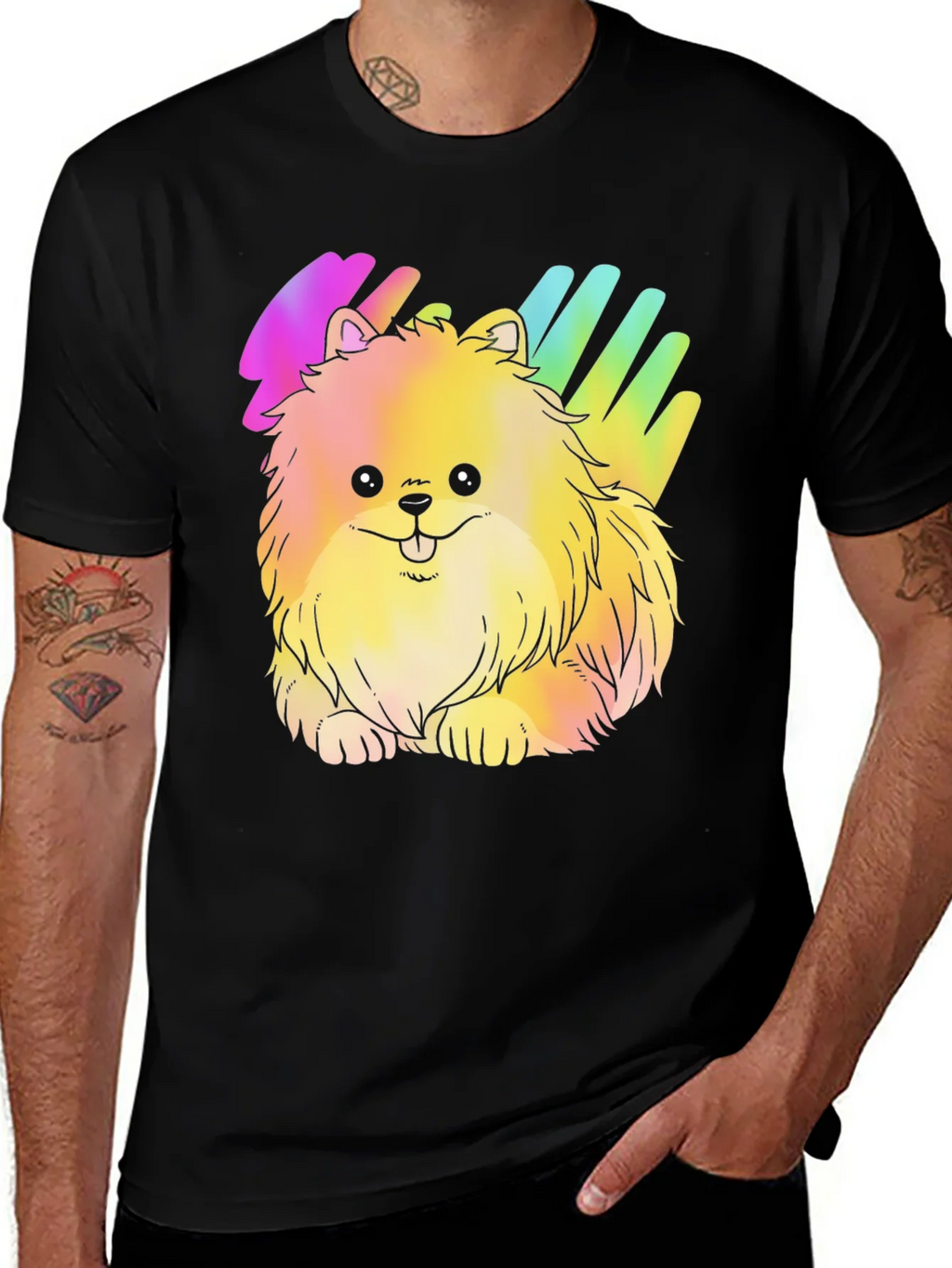 Cute Rainbow Pomeranian Dog Graphic T-Shirt product image 1