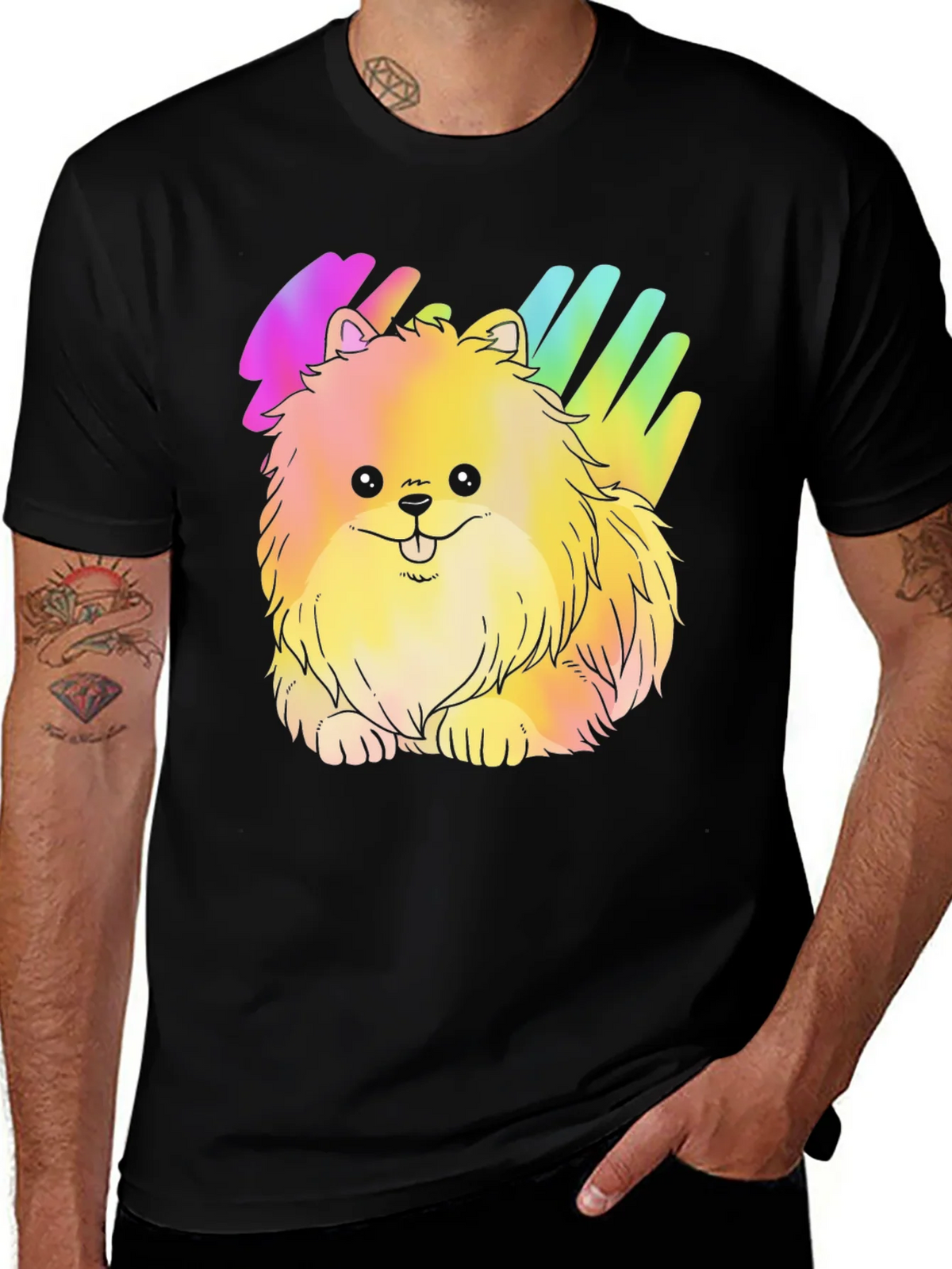 Cute Rainbow Pomeranian Dog Graphic T-Shirt product image 1