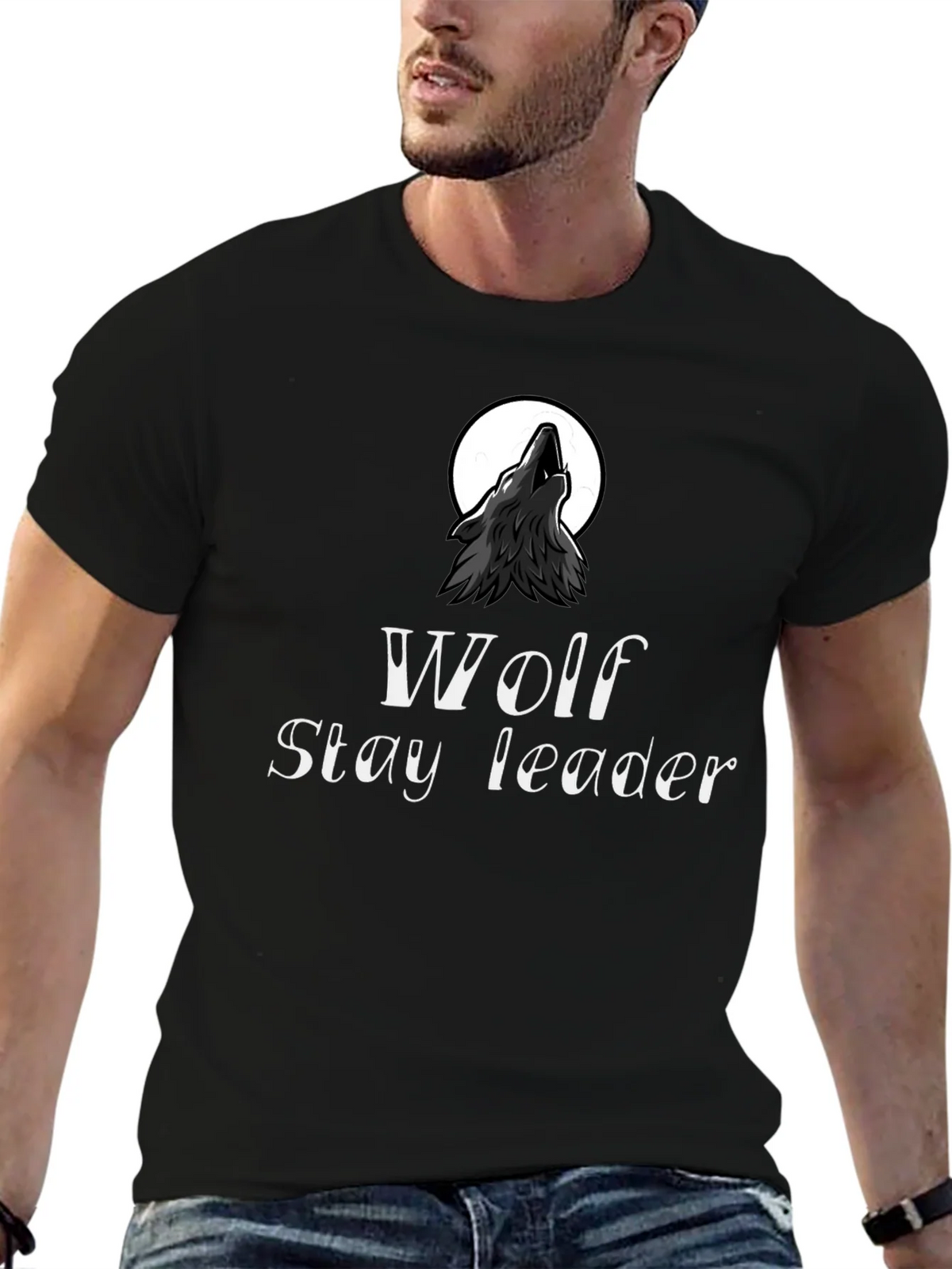 Wolf Howl Graphic Tee - Stay Leader Black T-Shirt product image 1