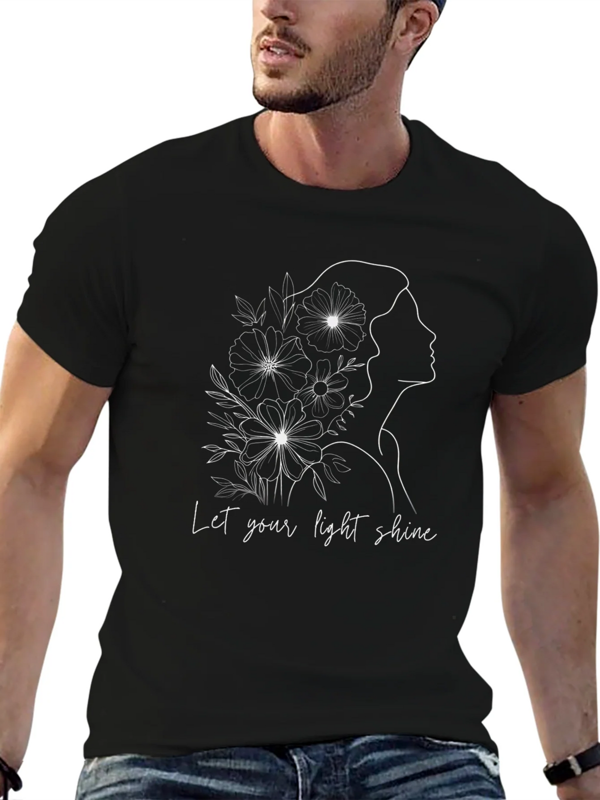 Elegant Let Your Light Shine Graphic Black T-Shirt product image 9