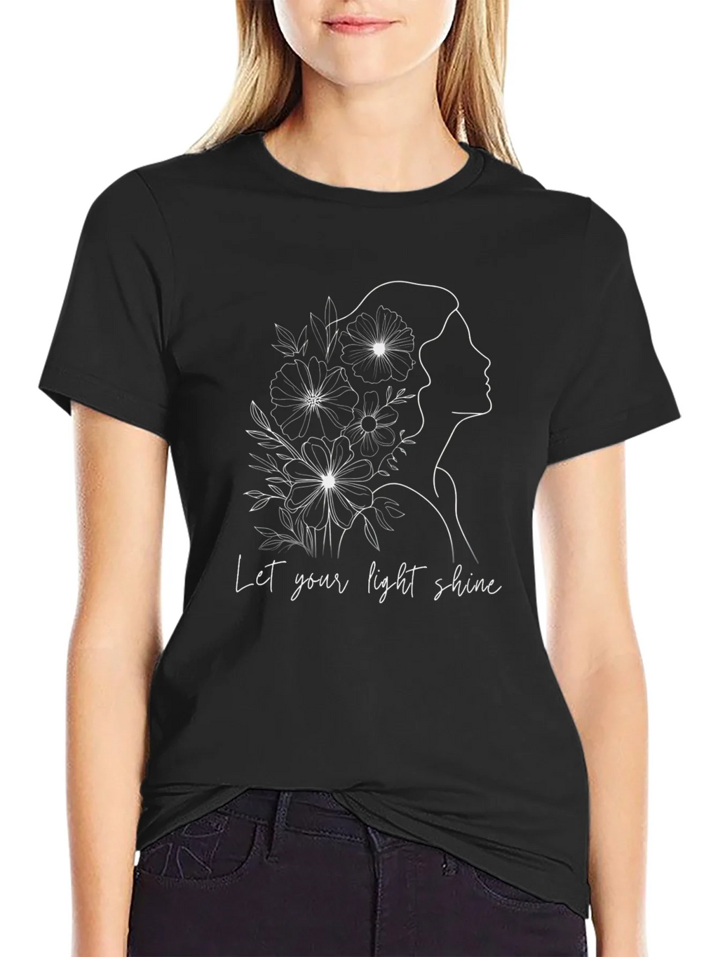Elegant Let Your Light Shine Graphic Black T-Shirt product image 5