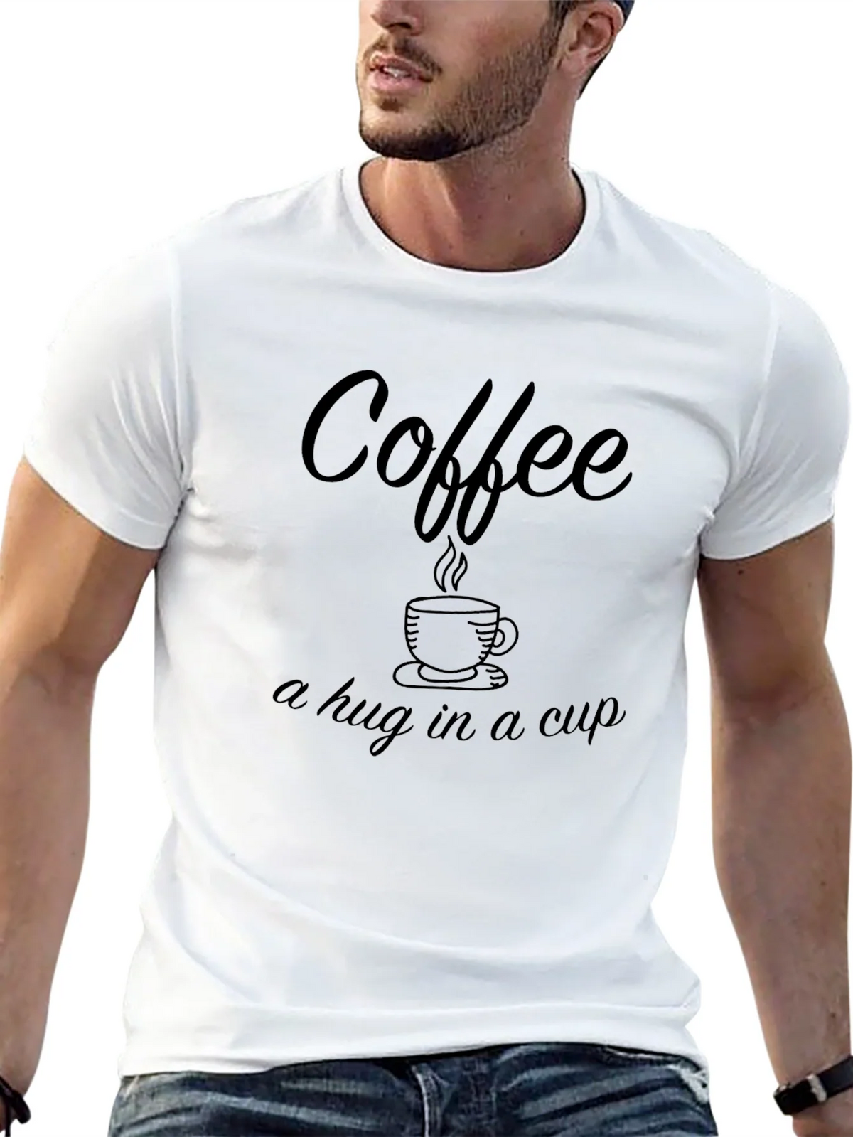 Coffee Hug in a Cup Black T-Shirt