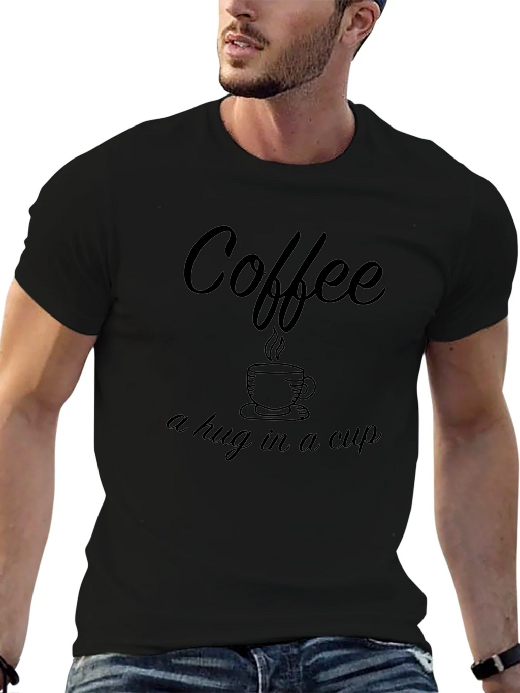 Coffee Hug in a Cup Black T-Shirt