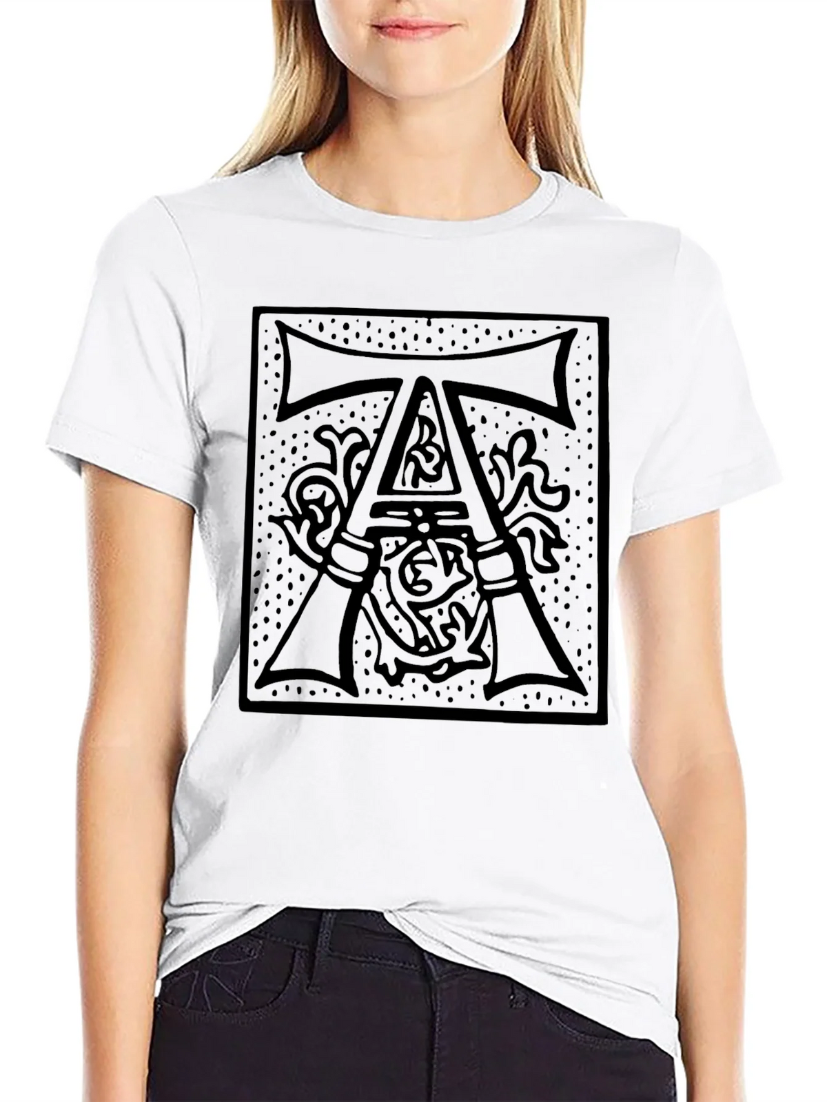 Monogram A Graphic Print Black T-Shirt product image 5