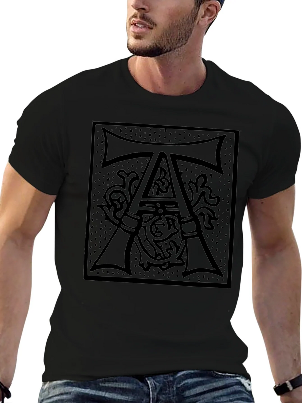 Monogram A Graphic Print Black T-Shirt product image 3