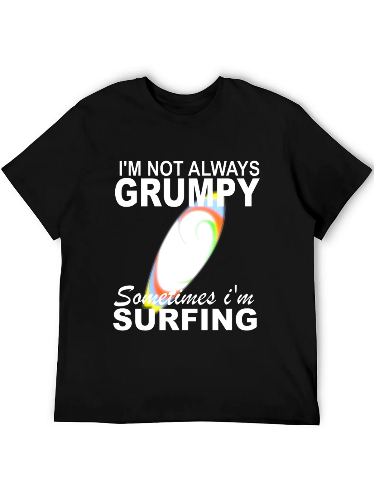 Grumpy Surfing Graphic Tee - Mens Black Cotton T-Shirt product image 8