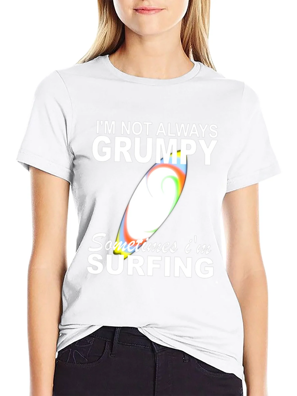 Grumpy Surfing Graphic Tee - Mens Black Cotton T-Shirt product image 11
