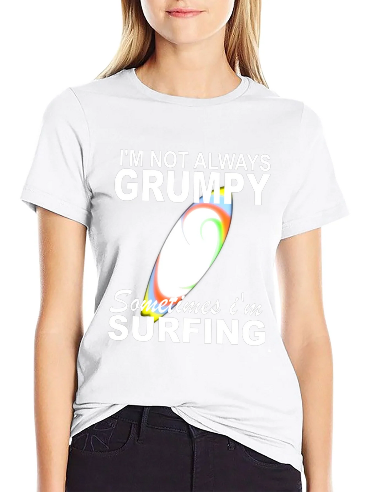 Grumpy Surfing Graphic Tee - Mens Black Cotton T-Shirt product image 11