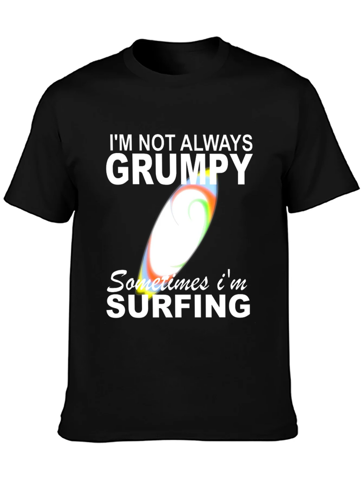 Grumpy Surfing Graphic Tee - Mens Black Cotton T-Shirt product image 6